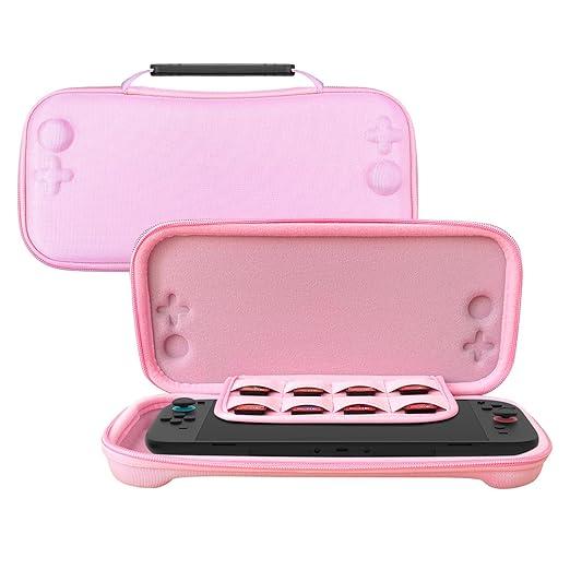 Anleo Carrying Case for Nintendo Switch 2 (2025), Switch 2 Large Capacity Protective Hard Case Portable Travel Bag with 8 Game Card Slots (Pink)
