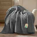 Bedsure ComfyFleece Waterproof Dog Blankets for Large Dogs - Soft Pet Cat Blanket Corduroy Fleece for Couch Bed Protector Washable, Cozy Calming Reversible Furniture Protection,50"x60", Warm Grey