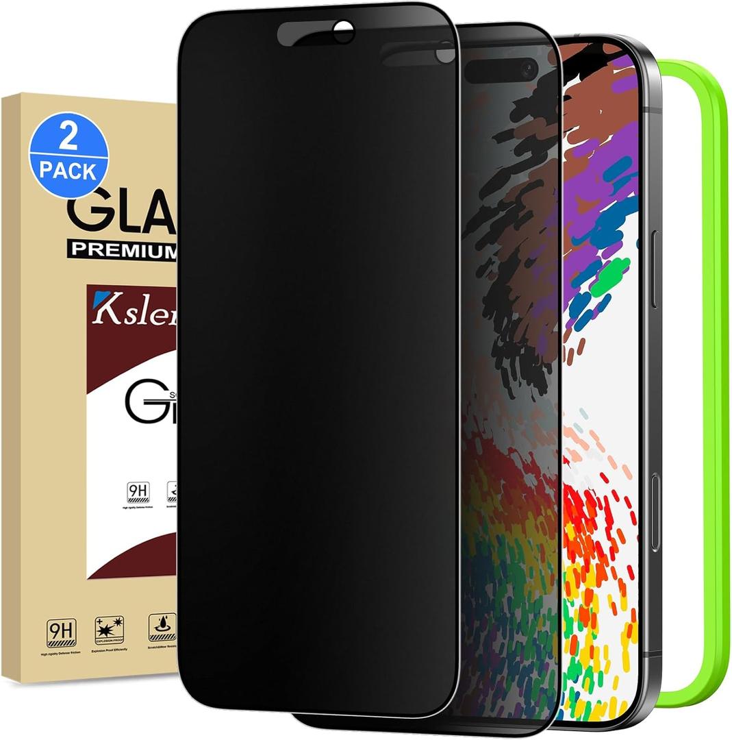 Ksleri 2 Pack Matte Privacy Screen Protector for iPhone 17 Pro Max 6.9-inch with Installation Frame, Full Coverage Anti-Spy Anti-Glare 9H Tempered Glass Film, Case Friendly