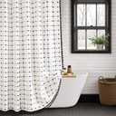 Black and White Farmhouse Shower Curtain,Boho Linen Fabric with Embroidered Plaid Pattern and Tassels for Bathroom, 36" W×72" L