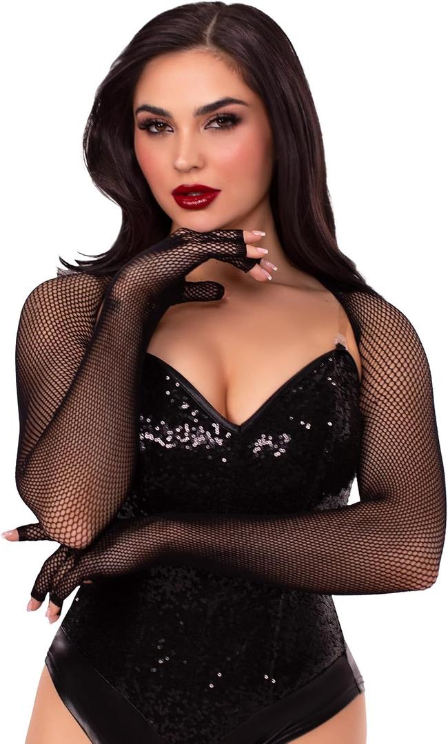 Traitorous Women's Black Fishnet Fingerless Shrug (Black)