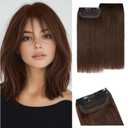 S-noilite 2 pieces 6 inch Clip In Short Hair Extensions 100% Remy Human Hair Invisible Mini Short Clip in Hairpiece for Women with Thinning Hair Meduim Brown
