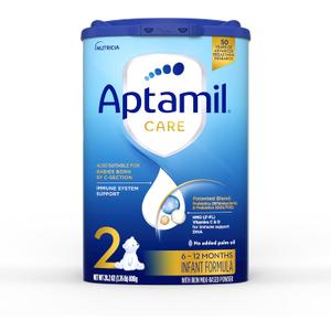 Aptamil Care Stage 2, Milk Based Powder Infant Formula for 6+ Months, Also for C-section born babies, with DHA & ARA, Omega 3 & 6, Prebiotics, Contains No Palm Oil, 28.2 Ounces, Packaging May Vary Best Before 12-30-25