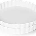 ONTUBE Pie Pans 11 Inches Ceramic Quiche Pans, Round Pie Tins for Baking,Oven Safe, Set of 2 (White)