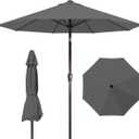 10FT Patio Umbrella Outdoor Market Umbrella with Crank and Tilt, 8 Flexible Fiberglass Ribs, UV-Resistant Waterproof Canopy for Patio, Deck, Garden, Backyard, Gray