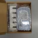 5 Slots Wall Mount Toothbrush Holder with Cover, Self Adhesive Toothbrush Storage Organizer for Shower, Toothbrush Hanger with Automatic Toothpaste Squeezer Dispenser(White + Blue)