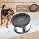 UPSKY Dog Water Bowl No Spill 10L Stainless Steel, 2.6 Gallon Large Capacity Spill-Proof Dog Bowls, Non-Slip Slow Drinking Anti-Splash Bowl for Large Messy Drinkers, No Mess Indoor/Outdoor Use, Gray