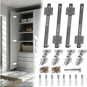Pocket Door Slides, Cabinet Pocket Door Slide,Pocket Door Hinge,Pivot Door Slide Hardware Inset,Cabinet Pocket Door Hardware Kit Fit for Inset Door,Cabinet Door (18 inches, Pieces, 4)