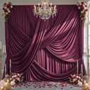 50ft12ft Burgundy Backdrop Curtains for Wedding Parties, 10 Panels Wrinkle Free Polyester Photo Backdrop Drapes Back Drop Cloth for Birthday Photography Background, W5' x H12'