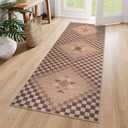 LIVEBOX Washable Easy Jute Rug Runners 2x6 for Entryway, Non Skid Kitchen Runner Rugs for Indoor Outdoor Entrance, Checkered Brown Hallway Rug Runner for Laundry Room Bedroom (Terracotta)