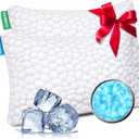 SUPA MODERN Cooling Bed Pillows for Sleeping 2 Pack Shredded Memory Foam Pillows Adjustable Cool Pillow for Side Back Stomach Sleepers Luxury Gel Pillows Queen Size Set of 2 Washable Removable Cover (Queen (2 Count), Original White)