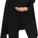 SWOMOG Women Maternity Nursing Pajamas Sets 3 Piece Breastfeeding Robe 3 in 1 Labor Delivery Sleeveless Pregnancy Pjs & Pants (X-Large, Black)