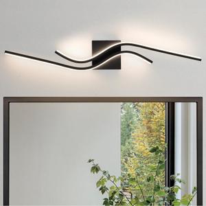 Modern LED Vanity Lights 31.5Inches Modern Bathroom Vanity Light 4000K Black Bathroom Light Fixtures Over Mirror Indoor Led Wall Sconce Lights for Living Room