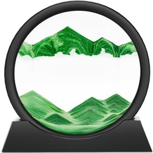 Wai Danie Moving Sand Art Picture 3D Hourglass Deep Sea Sandscape Liquid Motion Display Painting Flowing Sand Frame Relaxing Desktop Home Office Work Decor(Green,7 Inches) Wai Danie Moving Sand Art Picture 3D Hourglass Deep Sea Sandscape Liquid Motion Display Painting Flowing Sand Frame Relaxing Desktop Home Office Work Decor(Green,7 Inches)