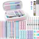 Four Candies 36PCS Aesthetic School Supplies, Mechanical Pencils 0.5mm, 0.7mm, 0.9mm & 2.0mm with 624PCS Lead Refills, Cute Mechanical Pencils for Writing, Drawing & Drafting (Pink)