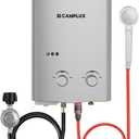 CAMPLUX 1.32 GPM Tankless Water Heater Portable, 5L Outdoor Propane Water Heater for Camping Trip with Overheating Protection, AY132G, Gray