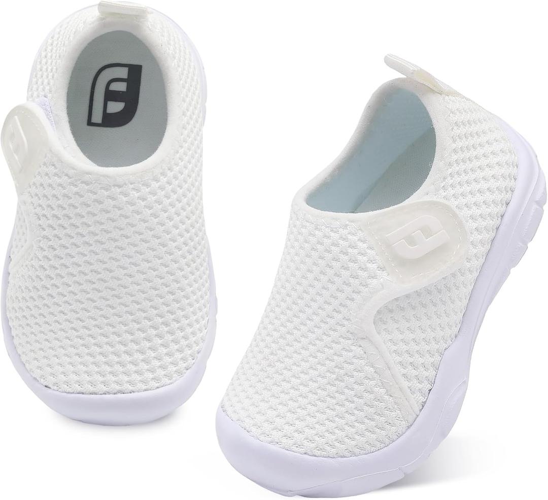 JOINFREE Toddler Shoes Girls Boys Barefoot Shoes Breathable Non-Slip Sneakers Lightweight Frist Walking Shoes Baby Slip On Shoes Crib Shoes Tennis Shoes Indoor/Outdoor White 11 Toddler