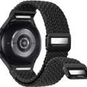 One Click No Gap Braided Bands Compatible with Samsung Galaxy Watch 7 6 4 5 FE Band 40mm 44mm/Galaxy Watch 6 4 Classic 47mm 43mm 42mm 46mm/Watch 5 Pro 45mm, 20mm Elastic Nylon Sport Strap Men Women