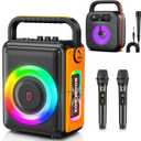 Karaoke Machine for Adults & Stylish Portable Bluetooth Speaker with 3 Microphones S65+D50