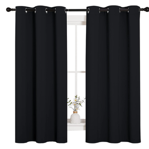 NICETOWN Pitch Black Solid Thermal Insulated Grommet Blackout Curtains/Drapes for Bedroom Window (2 Panels, 42 inches Wide by 63 inches Long, Black)