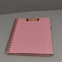 HAUTOCO Leather Clipboard Folio with Storage Zipper Pouch, Notepad, Business Card Holder, 5 Dividers with 10 Pockets, File Folder Labels, Pen Loop and Elastic Strap, Spiral Padfolio Clipboard, Pink