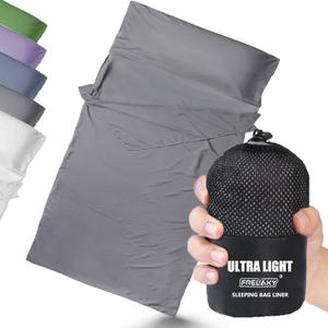 Frelaxy Ultralight Sleeping Bag Liner - Lighter & Compact, 3 Sizes Travel Sheets & Adult Sleep Sack, Comfy Breathable & Cooling & Silky Soft, Quick-Drying, for Backpacking, Hotel, Camping, Hostels (45.2in x 84.6", Gray - No Zipper)