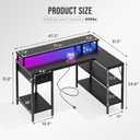 DUMOS Gaming Desk, Monitor Stand, LED Lights, Storage Shelves, 31.5‘’x 31.8'' x 47''
