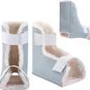 2 pcs Heel Protectors for Pressure Sores Boot Sheepskin Heel Protectors Soft Foot Cushions Pads with Securing Strap for Protect Feet Ankle Pressure Bed Sores
