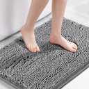 H.VERSAILTEX Microfiber Bath Rugs Chenille Floor Mat Ultra Soft Washable Bathroom Dry Fast Water Absorbent Bedroom Area Rugs Grey, 20 inches by 32 inches
