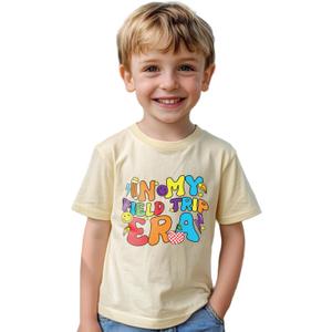 Boys Field Day Shirt for Kids Girls in My Field Trip Era T-Shirts Toddler Tops Graphic Flag Tee Short Sleeve 2-8T (Yellow)
