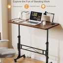 Amztabler Small Standing Desk Adjustable Height, Mobile Stand Up Desk with Wheels, 32 Inch Portable Rolling Desks Conference Room Tables for Walking Pad Treadmill Wood Rustic