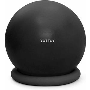 YOTTOY Exercise Ball Chair with Base,Yoga Ball Chair for Home Office Desk, Stability Ball & Fitness Ball Seat with Pump (Black, 23-26ines(58-65cm))