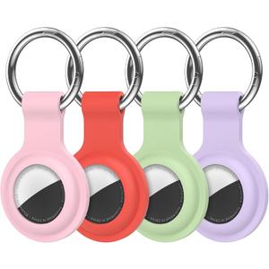 Compatible with AirTag Holder Case Keychain 4 Pack,for AirTag 2nd & 1st Generation Key Chain Ring Case Cover for Air Tag Holder GPS Tracker Air Tag 2nd gen Finders Air Tagholder for Kids,Bags,Luggages (Pink/Orange/Green/Purple)
