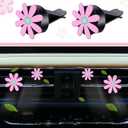 Frienda 10 Pcs Leather Steering Wheel Cover Set for Women 14.5-15 Inch Car Accessories with Seat Belt Shoulder Pad Seatbelt Cover Cup Holder Start Button Ring Sticker Air Vent Clip(Pink)