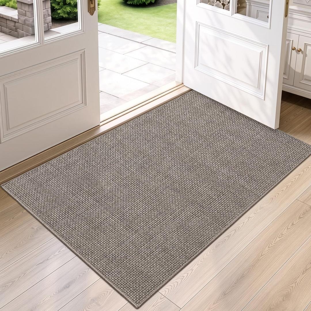 DEXI Thin Door Mat Indoor Entrance 48x72, Non Slip Entryway Mat, Gray Linen
