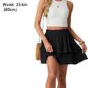 Lepunuo Boho Mini Skirts for Women Flowy Ruffle Tiered Skorts Skirts with Short Underneath with Pockets Beach Vacation (Black, L)