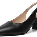 Mostrin Block Slingback Heels for Women Pointed Closed Toe Chunky Heels Office Work Shoes Women's Pumps for Business Casual (7, Black)