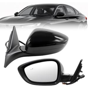 Left Driver Side Mirror Assembly Compatible with 2018-2022 Accord Heated Blind Spot Detection Power Glass Manual Folding Match to Crystal Black Pearl HO1320329 (7Pins)
