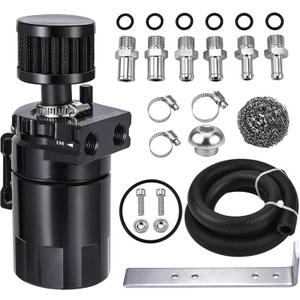 EVIL ENERGY Oil Catch Can, Universal Baffled Catch Can Kit with Breather Filter, 300ml Aluminum Air Oil Separator Tank NBR Fuel Hose Kits for PCV System (2.6 FT, Black) EVIL ENERGY Oil Catch Can, Universal Baffled Catch Can Kit with Breather Filter, 300ml Aluminum Air Oil Separator Tank NBR Fuel Hose Kits for PCV System (2.6 FT, Black)