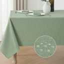 Veblandy Rectangle Tablecloth Linen Textured Waterproof & Stain Resistant Table Cloth Wrinkle Free Decorative Fabric Farmhouse Table Cover for Dining/Party/Buffet/Wedding, 60 x 84 Inch, Sage Green