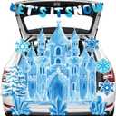 Halloween Trunk or Treat Decorations Kit Ice Snow Castle Trunk Decoration Kit Blue Ice Castle Background Snow Party Decorations Banner for Car Decoration for SUV Garage Church Party Decors Supplies