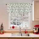 Valances for Windows Winter Christmas Holly Berry Plants Leaves Kitchen Curtains Valances Rod Pocket Small Window Treatments Valance Curtains for Living Room Bedroom Bathroom, 42x12 Inch (Green Red)