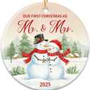 3 x ZAGKOO First Christmas Married Ornament 2025 - Mr and Mrs Gifts, Wedding Gifts for Couples, Wedding Gift for Newly Wed, Just Married, Bride, Bridal Gift Ideas - 1st Snowman Ornament Decoration