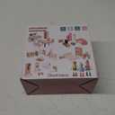 Giant bean 36pcs Wooden Dollhouse Furniture Set with Dolls for 5 Rooms, Wood & Plastic Pink Dollhouse Accessories Pretend Play Furniture Toy Christmas Birthday Gift Toy for Kids Boys Girls Toddler 3+