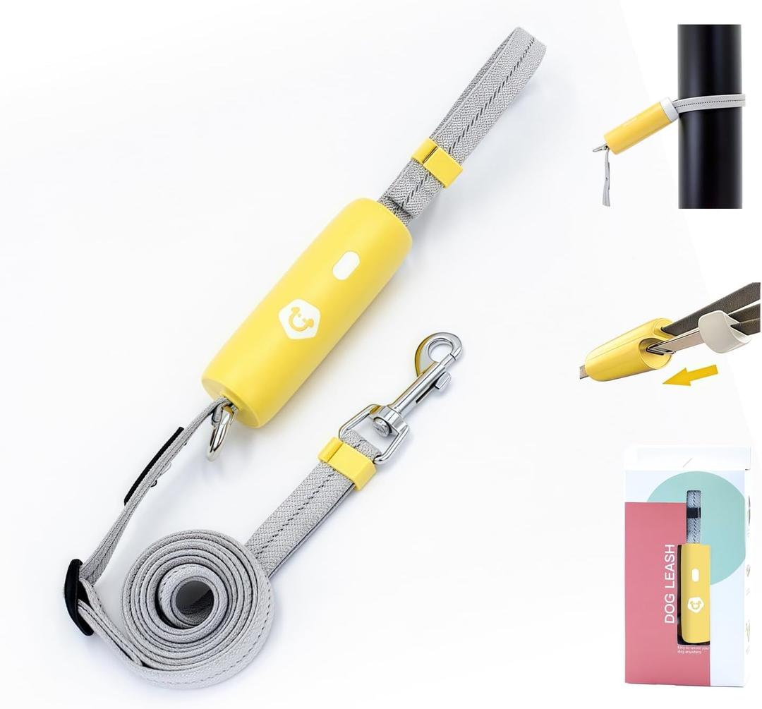 Hand Free Dog Leash Adjustable Length 4-6 ft with Reflective Stripor for Medium&Small Dogs Comfortable Handle and Sturdy Rope for Walking, Jogging and Running Your Dog (Yellow)