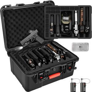 Pistol Gun Case for Multi Handguns - Hold Multiple Pistols & Magazines, Pre-cut Waterproof Hard Shell Gun Box, TSA Approved Pistol Case for SIG Sauer, Smith & Wesson, for Colt, for Revolver, for Glock