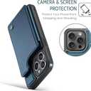 Compatible with iPhone 14 Pro Wallet Case with Card Holder RFID Blocking for Women Men, Double Magnetic Clasp Kickstand Shockproof Phone Case Fit for iPhone 14 Pro, Blue