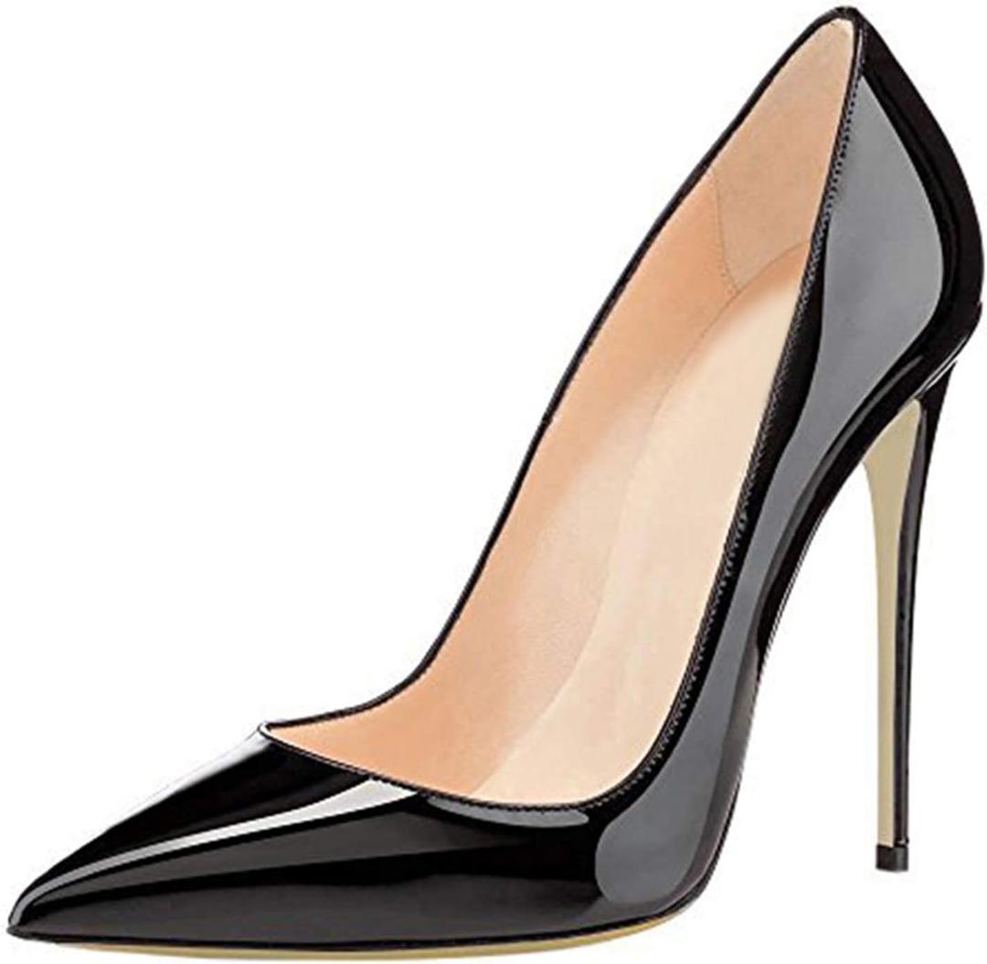 COLETER Women's 4.72 Inch Pumps Pointed Toe Stiletto Evening Dress Shoes | Slip On Closed Toe Formal Dress Shoes, Elegant Stilettos for Office Business Casual Wedding Evening Prom Club Party, size 8 (Black)