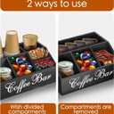Coffee Station Organizer Pods Holder for Counter, Farmhouse Wood Coffee Bar Accessories and Tea Condiment Basket Storage Organizer Decor