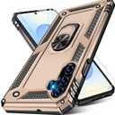 Heavy Duty Case for Samsung Galaxy S25 Phone Case with Screen Protector, Military Grade Shockproof Rugged Protective Cover for Samsung S25, with Metal Ring Magnetic Kickstand (Gold)